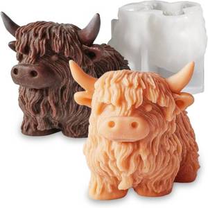 lot 12478 image: 2PCS Highland Cow Shape Silicone Molds for Resin Candle Soap, 3D Cow Animal Candle Molds for Candle Making, Unique Fondant Chocolate Cake Decorating Mold, Epoxy Casting Clay Mold DIY Craft Decor