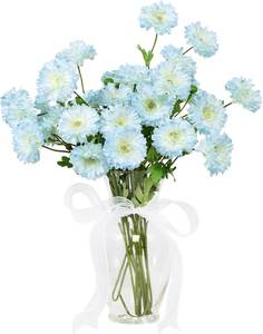 lot 12485 image: Coferset 6pcs Artificial Silk Mums Flowers Realistic Chrysanthemum Stems 22 Fake Gerbera Daisy for DIY Bouquet Centerpieces Floral Arrangements Vase Fillers Wedding Shower Decorations(Baby Blue)