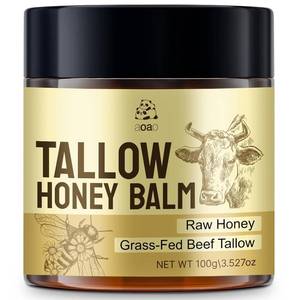 lot 12498 image: AOAO Tallow Honey Balm for Face & Body, Moisturizer with Organic Grass-Fed Beef Tallow & Raw Wild Honey, Not Diluted, Natural Hydration, Soothes & Nourishes Dry, Sensitive skin, 3.53oz