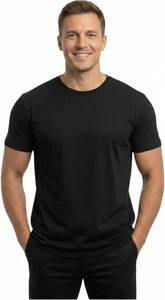 lot 12514 image: Mens Black Cotton Classic Tshirt, Crewneck Soft & Comfortable Everyday Tee, Size Small