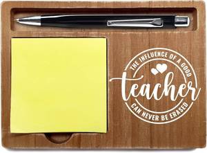 lot 12539 image: Inspirational Teacher Office Desk Decor Gifts, Wooden Desk Note Pen Holder, Motivational Office Decor with Quotes, Thank You Teachers Day Gifts for Teacher Colleague Family-A13
