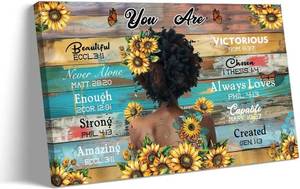 lot 12542 image: Lnzinro African American Wall Art Black Girl You Are Bible Verse Poster Framed Inspirational Christian Quotes Wall Decor Prints 08x12 inches