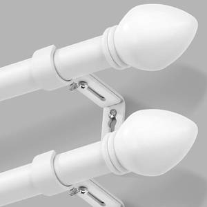 lot 12546 image: LLPJS Curtain Rods for Windows 16 to 92 inches, Curtain Rod Max Adjustable Length to 104 in, Drapery Rod 1 inch Diameter with Modern Knobs Finials (White, 16 to 92 - Set of 2)