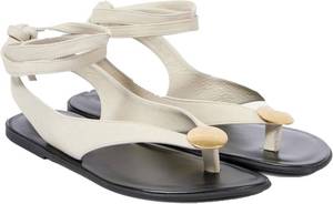 lot 12549 image: VorisVina Suede Flat Sandals for Women Cute Ankle Strappy Thong Sandals Ladies Summer Dress Flip Flops with Metal Circular Size 7