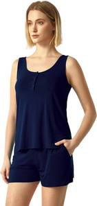 lot 12622 image: GYS Bamboo Viscose Womens Pajama Sets Tank Top With Shorts 2 Pieces Lounge Sets Color Navy Size Small