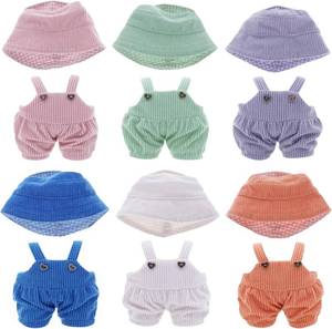 lot 12284 image: Etistta 6.7 inch Doll Clothes with Hat, Corduroy Bib Pants Overalls for 17cm Doll Accessories Outfits (6 Pack)