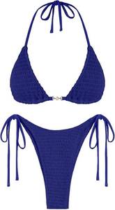 lot 12289 image: ZAFUL Bikini Sets for Women Halter Two Piece Swimsuits Sexy Triangle Bikinis Textured Cheeky Bathing Suit Size XL