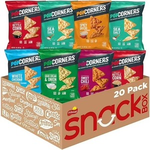 lot 350 image: PopCorners Gluten Free Popped Corn Snacks, Sampler Pack, 1 oz Bags, 20 Count BB JAN 27 2026
