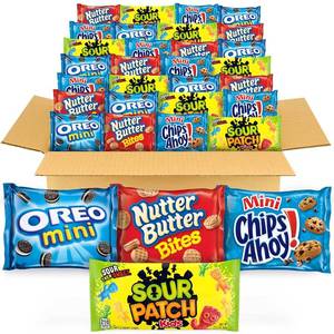 lot 374 image: OREO Mini Cookies, CHIPS AHOY Mini Cookies, SOUR PATCH KIDS Candy & Nutter Butter Bites & Candy Variety Pack, 32 Snack Packs 6 APR 2026