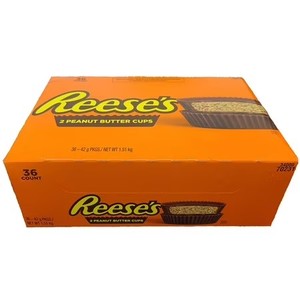 lot 400 image: Box of 36 Reeses, Milk Chocolate Peanut Butter Cups Candy, Gluten Free, 1.5 oz, BB August 2025