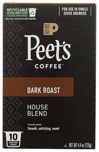 lot 470 image: Peets Coffee House K Cup Coffee Pods for Keurig Brewers, Dark Roast, 10 Pods, 4.4 oz BB October 14th, 2025