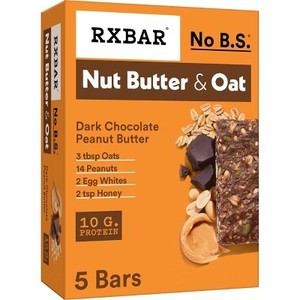 lot 483 image: RXBAR Nut Butter & Oat Dark Chocolate Peanut Butter Protein Bars - 9.7oz5ct BB May 13th 2026