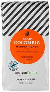 lot 529 image: Amazon Fresh Decaf Colombia Ground Coffee, Medium Roast, 12 Ounce BB JAN 2027