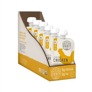 lot 612 image: Serenity Kids Free Range Chicken Stage 2 Baby Food Organic Peas & Carrots, 3.5oz Pouch (6 Pack)BB SEPT 26