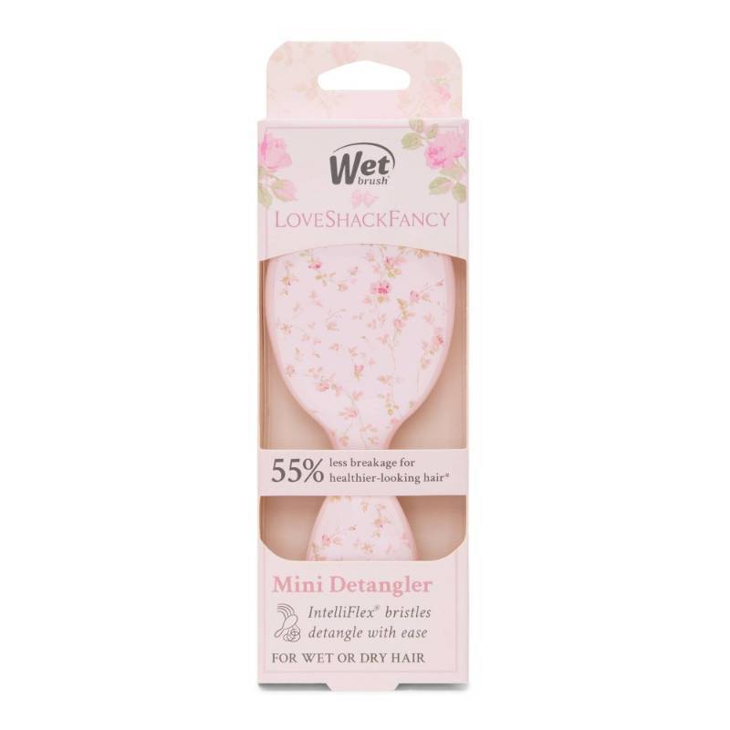 lot 139 image: Wet Brush x LoveShackFancy Mini Detangler Hair Brush - English Ivy - Pink - Retail $34