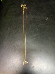 lot 137 image: Gold Tone Chain Necklace with Heart Pendant - Retail $15