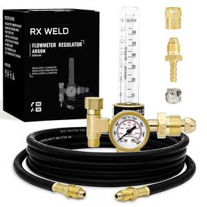 lot 1738 image: RX WELD Argon Regulator Flowmeter Gas Gauge for Mig Tig Weld with Gas Welding Hose