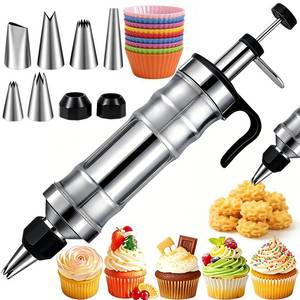 lot 1761 image: Suuker Dessert Decorating Syringe Set, Stainless Steel Frosting Piping Kit with 6 Icing Tips for Cake & Cupcake Decorating