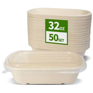 lot 1763 image: AICHEF 50 Pack 32 oz Disposable Meal Prep Containers Disposable Food Containers with Lids, Paper Togo Containers for Meal Prep, Lunch, Leftover (50 Bowls 50 Lids)