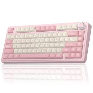 lot 1771 image: AULA F75 75% Wireless Mechanical Keyboard, Hot Swappable Pink Creamy Keyboard, Pre-lubed Linear Switches, PBT Keycaps, 2.4GHzType-CBT5.0, RGB Backlit Computer Gaming Keyboards for OfficeLaptopPC