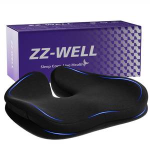 lot 1782 image: ZZ-WELL Seat Cushions for Office Chairs, Car Seat - Patented Coccyx Cushion for Tailbone Pain - Memory Foam Butt Cushion for Pressure Relief - Carry Handle & Non Slip Bottom (Black)