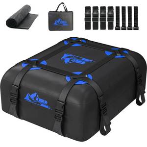 lot 1783 image: BATSUVCER Car Rooftop Cargo Carrier Bag 15 Cubic Feet, 100% Waterproof Heavy Duty Car Roof Bag for All Vehicle withWithout Racks - Anti-Slip Mat, 4 Door Hooks, Storage Bags, 4PCS 3.8CM Straps(Blue)