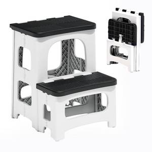 lot 1805 image: 2 Step Stool Foldable, Non-Slip Steps, Folding Step Stool for Adults & Kids, Plastic Stool Pool Ladder, Collapsible Stools 2 Step Ladder for Kitchen Toilet Bedroom Office RV, Holds 330 lbs