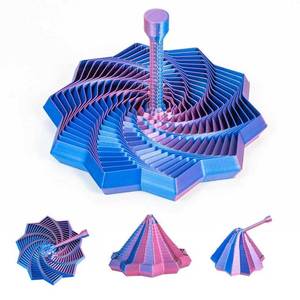 lot 2002 image: 3D Printed Expanded Sensory Fidget Star,Transformable Stress Relief Finger Toy with Detachable Handle,for Office desks as a Stress-Relief Gifts,ADHD & Stress Relief (red-Blue)