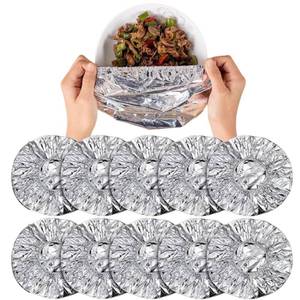 lot 2340 image: Ouliget Repeatable Film Insulation Cover,Aluminium Foil Elastic Food Bowl Storage Covers,Food Fresh Keeping Bags for Sandwich Wraps Burritos BBQ Cooking Storing Food,10 Pieces