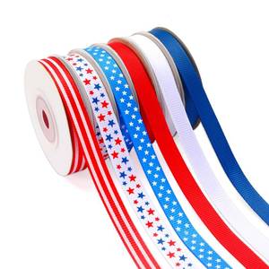lot 2344 image: DECYOOL Patriotic Ribbon, 6 Rolls 60 Yards 4th of July Ribbons 10 mm Wide Red White Blue Grosgrain Ribbon Patriotic Stars Stripes Fabric Ribbon for Gift Wrapping DIY Crafts