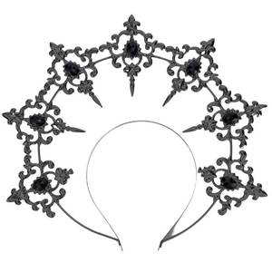 lot 2353 image: CABODYALS Silver Black Halo Crown Headband Boho Baroque Saint Crystal Angel Rhinestone Headdress Stars Goddess Tiara Headpiece Hair Bands for Women Costume Halloween Wedding Hair Accessories
