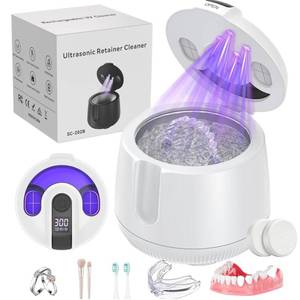lot 2363 image: Ultrasonic Retainer Cleaner Machine 48kHz, Cordless Dental Cleaning Pod, Ultrasonic Retainer Cleaner for Aligners, Dentures, Mouth Guards, Toothbrush Heads and Jewelry with 200ML Capacity, LAB Supply
