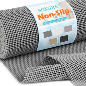 lot 2378 image: Songrey Non-Adhesive Drawer and Shelf Liner, Non Slip Cabinet Liners, Protect Kitchen Cupboard, Bathroom Drawers, Breathable, Thick Strong Grip mat (20IN x 10FT, Dark Gray)