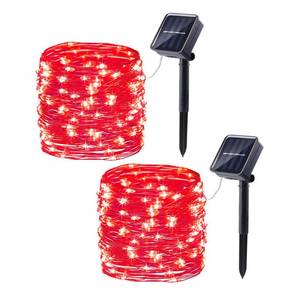 lot 2393 image: Lomotech Solar String Lights Outdoor - 2 Pack Total 66ft 200LED Solar Fairy Lights Waterproof 8 Modes Twinkle Lights for Outdoor, Patio, Garden, Yard, Party, Wedding, Tree Decoration (Red)