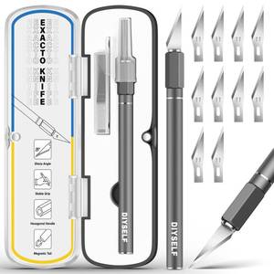 lot 2396 image: DIYSELF Exacto Knife 12 Pcs Exacto Knife Set with Case Craft Hobby Precision Knife with 11 Blades for Crafting Paper Scrapbooking Models 3D Printing Clay Rubber Stamps, Gifts for Women Adults Her Men