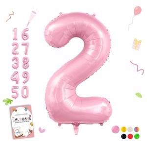 lot 2397 image: Smlpuame Pastel Pink 2 Balloons, 40 Inch Large Light Pink Foil Number Balloons 0-10, Self-Sealing 2nd Birthday Balloon for Girls Women Anniversary Baby Shower Princess Party Decorations Supplies