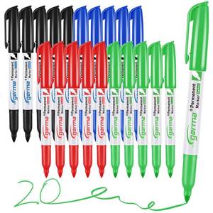 lot 2411 image: Cgerma Permanent Markers Bulk Fine Point, 20 Count Assorted Colors Fine Tip Permanent Markers Set, Black, Blue, Red, Green, Quick Drying, Fade Resistant, for the Office, School, Home