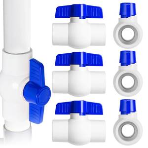 lot 2417 image: 6PCS 1 PVC Ball Valve, Shut-Off Ball Valves Socket with Easy Turn Blue T-Handles, Slip PVC Valve for Water Project, Swimming Pool, Sewage Pump, Sprinkler Lines, Outdoor Plumbing & Irrigation System