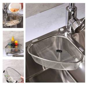 lot 2420 image: QIMMYGS Kitchen Triangle Sink Strainer, Corner Sink Strainer, Multifunction Sink Drain Strainer Basket, Stainless Steel Food Catcher Strainer for Kitchen Waste, Vegetable, Fruits (Silver) (CF-001)