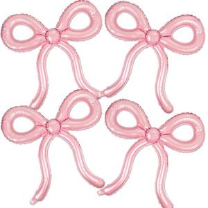lot 2423 image: 4 Pcs Pink Bow Balloons Bow Birthday Decorations for Girls Women Bow Theme Valentines Day Party Decorations for Bridal Shower Baby Shower Engagement Bachelorette Party Decorations 26 x 24 Inch