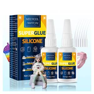 lot 2451 image: Meuvcol Silicone Glue 100g - Fast-Bonding & Waterproof Silicone Adhesive for Silicon Rubber, Model, Toys, TPU, TPR, TPE - Clear Liquid Silicone Adhesive for Crafts, 6 Applicator Nozzles