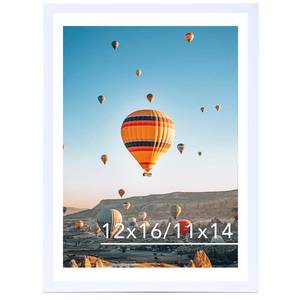 lot 2460 image: JCJMY 12x16 Picture Frame White with 11x14 Mat, Display Photo 11x14 with Mat or 12 x 16 Without Mat, Wall Hanging Large 12 by 16 Frame with Plexiglass, White