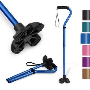 lot 2463 image: KINGGEAR F1 Walking Stick, Walking Cane for Women & Men, Self Standing Walkers for Seniors with Wrist Strap, Lightweight & Sturdy Offset EVA Handle and Large Quad Base