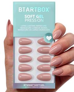 lot 2467 image: BTArtbox Press On Nails Almond - Flesh Pink Nude Short Fall Press On Nails with Glue for Women, Opaque Soft Gel Glue On Nails in 16 Sizes - 32 Stick On Nails Kit, Fawn Fleek