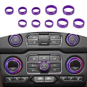 lot 2468 image: RT-TCZ for Silverado Console Control Knob Covers Trim Rings for Chevy Silverado 2019 up for Suburban 2020 up for Tahoe 2021 up Purple Interior Accessories 10pcs