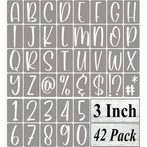lot 2474 image: 3 Inch Alphabet Letter Stencils for Painting - 42 Pack Letter and Number Stencil Templates with Signs for Painting on Wood, Reusable Letters and Numbers Stencils for Chalkboard Wood Signs & Wall Art