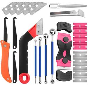 lot 2483 image: Jiahuili Grout Removal Tool Kit & Razor Scraper Set - 26PC Professional Tile Cleaning Tools with Diamond-Style Blades, Grout Rake, Angled Heads for Bathroom, Kitchen, Floor