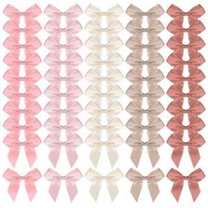 lot 2494 image: 50PCS Pink Small Bows for Crafts Self Adhesive Satin Bows for Gift Wrapping 2 Bow Decorations Pre Tied Bow with Sticky Gel Pads for Craft Christmas Gift Bakery Candy Bags Birthday Party Wedding
