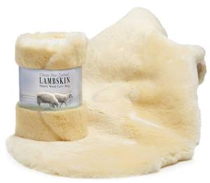 lot 3469 image: Desert Breeze Distributing Genuine New Zealand Baby Sheepskin, 100% Natural, Soft Shorn Wool, Soothing Comfort, All Seasons, Size Large LRG 34-36 inches in Length