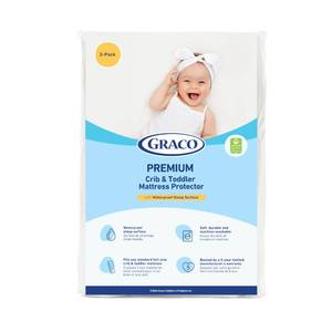 lot 3470 image: Graco Premium Waterproof Crib and Toddler Mattress Protector (2 Pack) �� GREENGUARD Gold Certified, Machine-Washable & Dryer-Friendly, Waterproof Sleep Surface, Fits Crib & Mattress